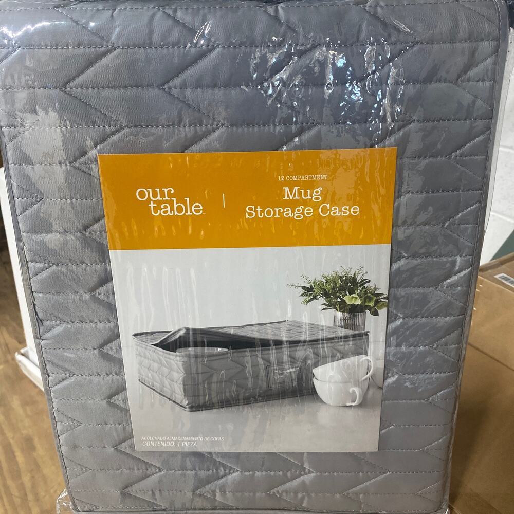 Our Table Quilted Mug Storage Case in Grey
